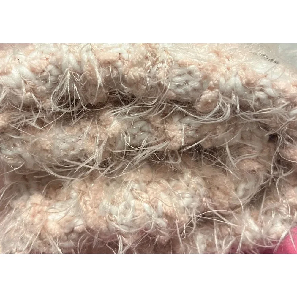 The Children's Place Girls Pink Fuzzy Patches Pom Pom Beanie Hat L/XL